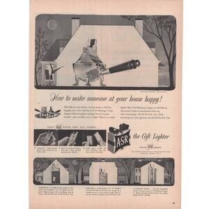 ASR Heritage Table Lighter Magazine Advertisement Black & White 1950s Vintage